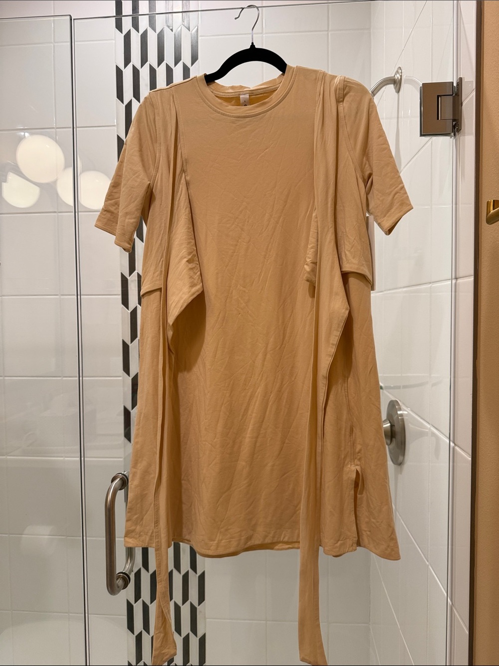 Lululemon Beige Cotton Wrap-Front T-Shirt Dress-NWT